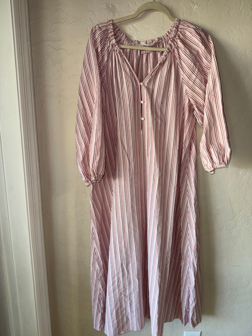 The great. Pink striped cotton midi maxi dress size 2 (medium)